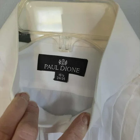 EUC Paul Dione Tuxedo Shirt with French Cuff for cuff link (16 1/2 neck - 34-45) - Picture 3 of 5